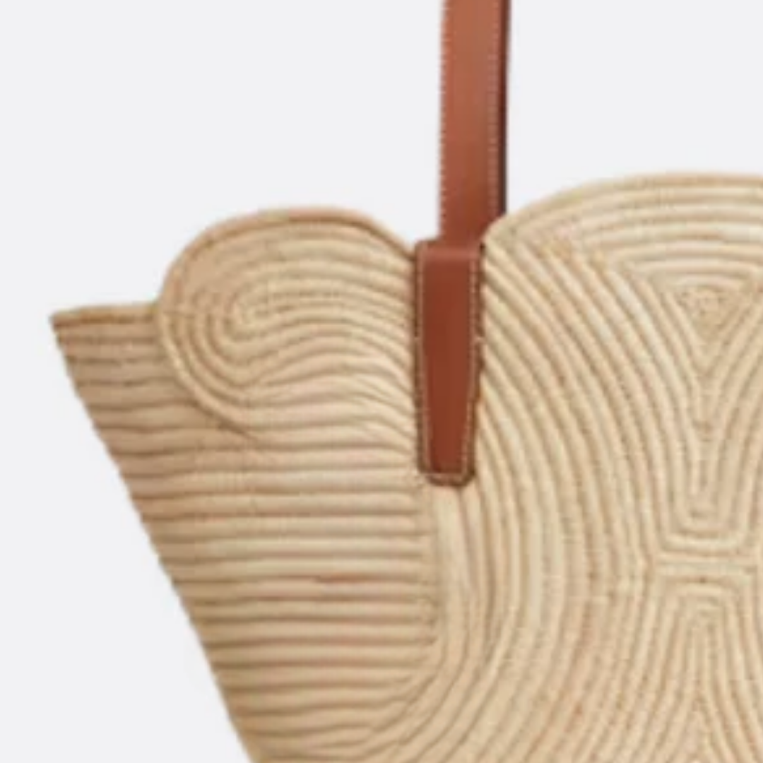 Bag Cln Classic Small Basket w/ Wvn Trm in Raffia & Calfskin