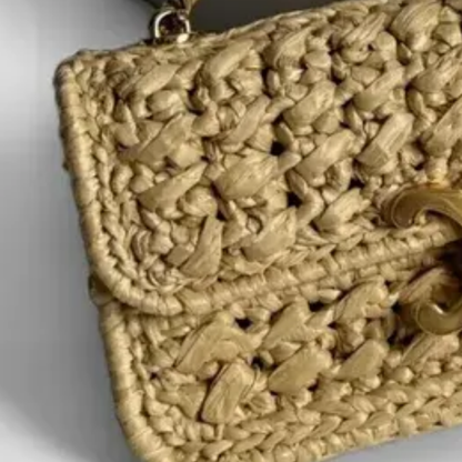 Bag Cl. Shoulder with Chain in Raffia Woven Effect