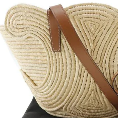 Bag Cln Classic Small Basket w/ Wvn Trm in Raffia & Calfskin